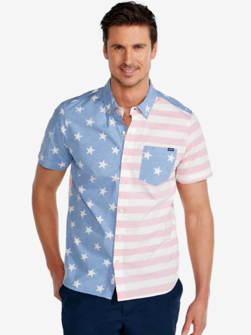 Chubbies The Uncle Sam Friday Short Sleeve Button Down Stars & Stripes Medium